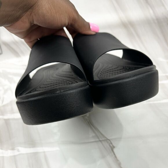 Crocs Brooklyn Slide On Wedge Platform Black Open Toe Sandals Women Size 10 - Picture 7 of 13